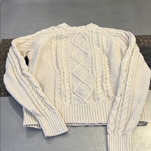 Cream Cable Knit Crew Neck Sweater